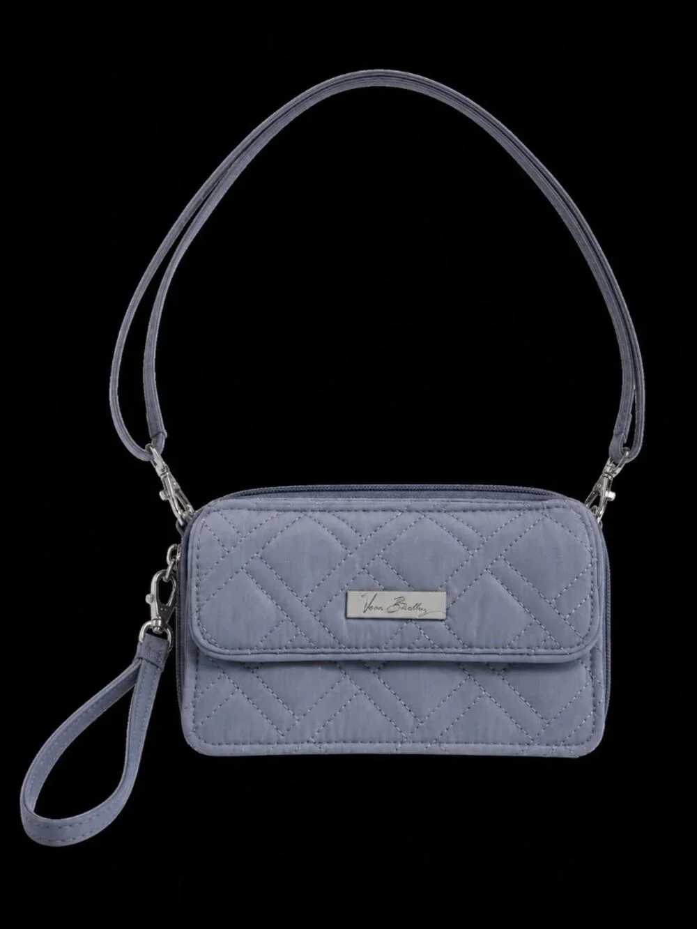 Vera Bradley Gray Quilted RFID All-in-One Crossbody Wallet Wristlet